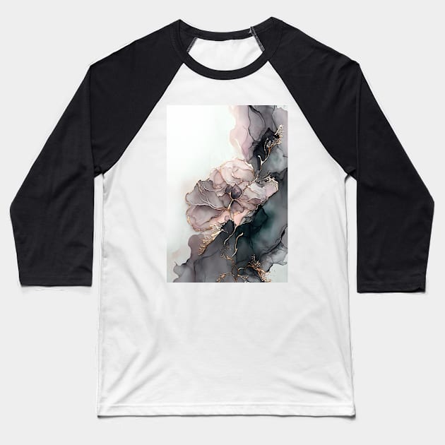 Pink Rose - Abstract Alcohol Ink Resin Art Baseball T-Shirt by inkvestor